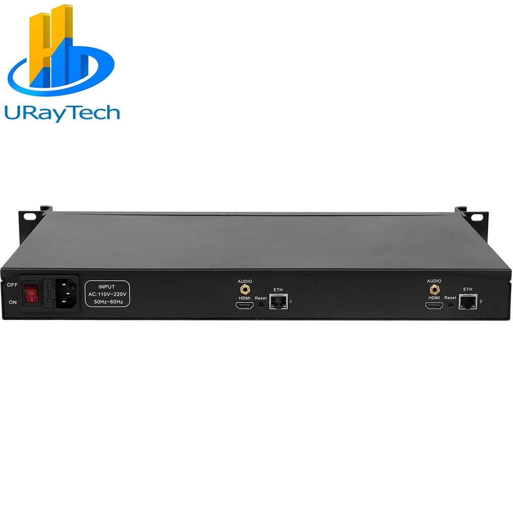 URay 1U Rack HEVC H.265 HDMI To IP HD Video Encoder IPTV Encoder 2 Channels Live Streaming RTMP Encoder Hardware HDMI