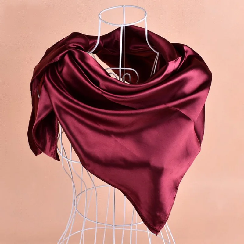 High Quality Custom Solid Color Satin Silk Square Scarf Printed Satin Silk Scarf For Women