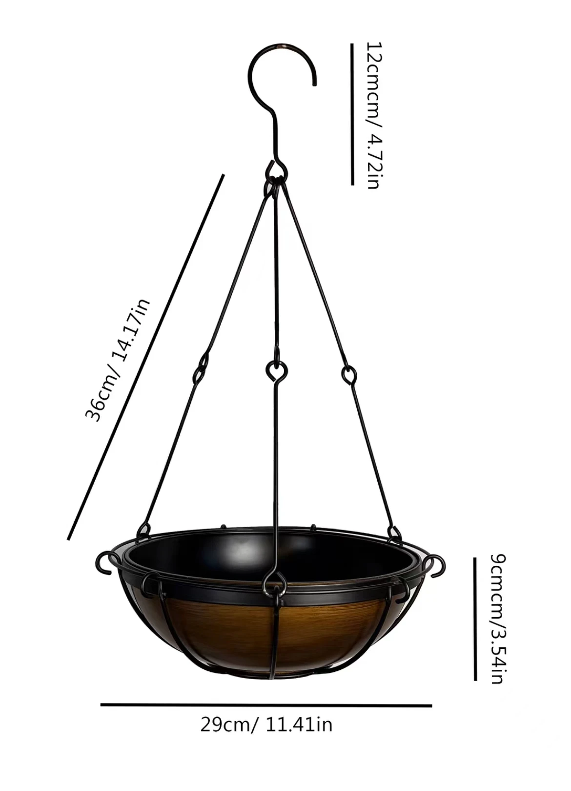 Metal Hanging Planters Garden Ornaments  Wire Hanger with Plastic flower Baskets for garden/ Watering Hanging Plants