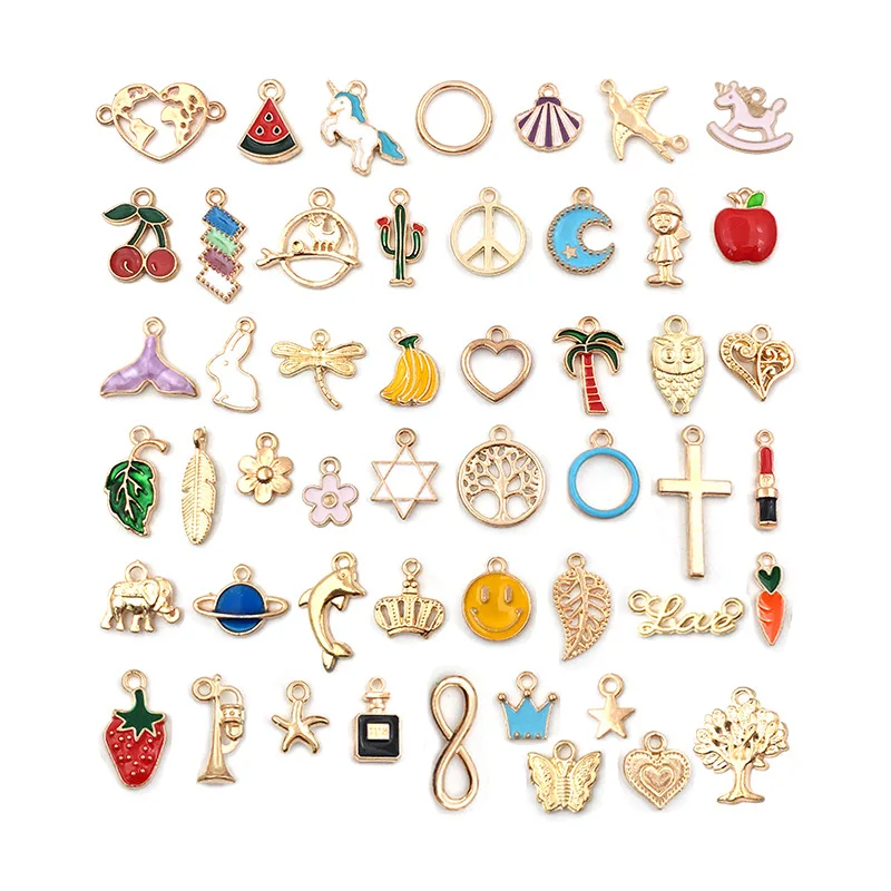 Mixed 150 KC gold dripping diy handmade jewelry accessories earrings bracelet necklace Alloy pendant Enamel Charm