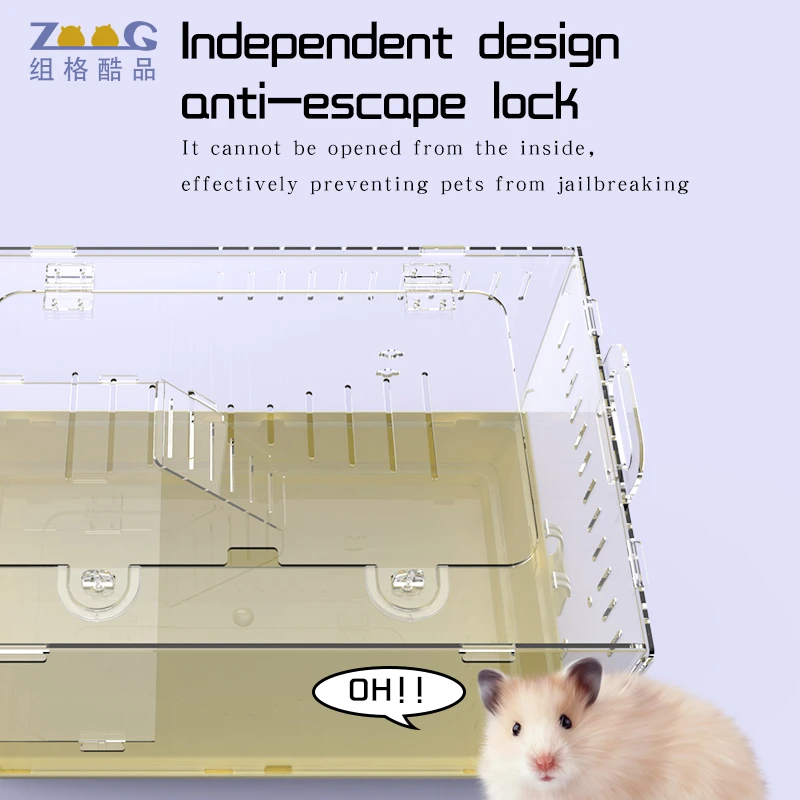 Hamster cage acrylic transparent 47 tray-type special golden bear oversized villa  Syrian hamster  breeding box