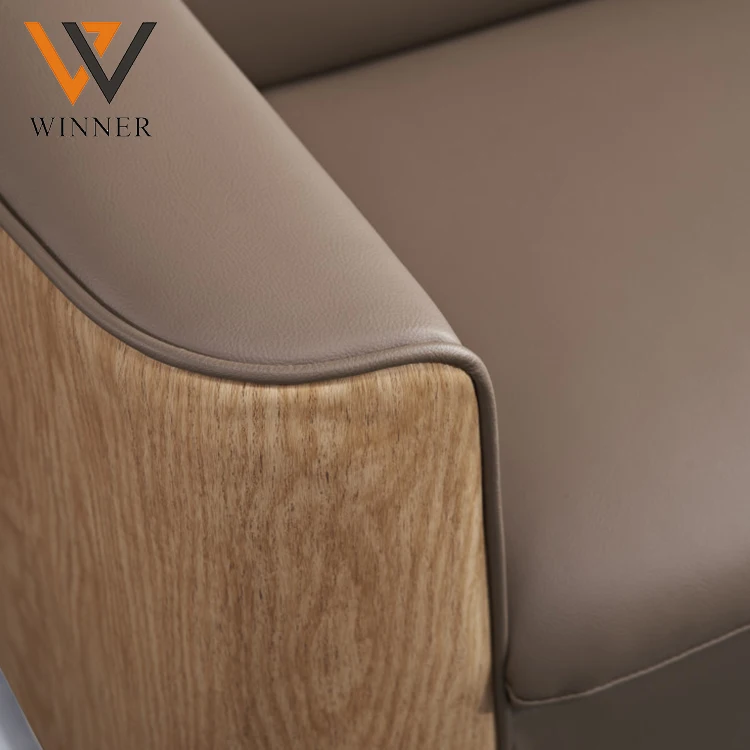 Sitting area 3 seater home furniture sofa with stainless legs boss PU modern leather office sofa set