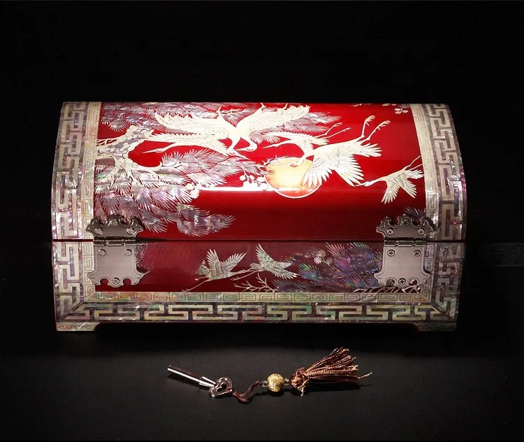 FHbiz Custom Luxury High quality Jewelry Shell Velvet Wedding wooden crafts Storage Gift Box Packaging organizer with logo