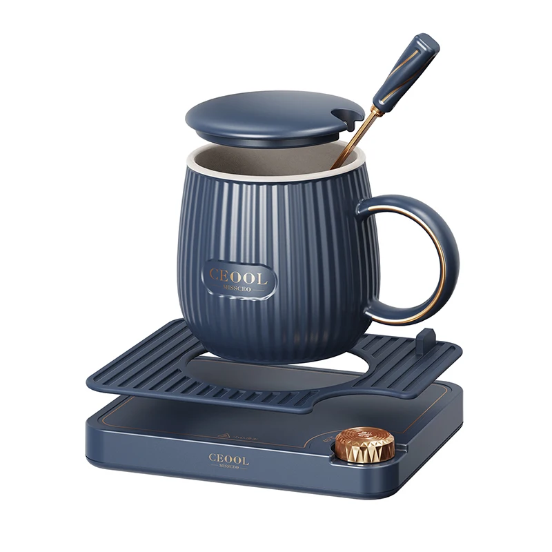 Ceool 45 55 65 Degree Smart Heating Pad Temperature Control Tea Mugs Ceramic Heated Coffee Mug Electric Cup Warmer