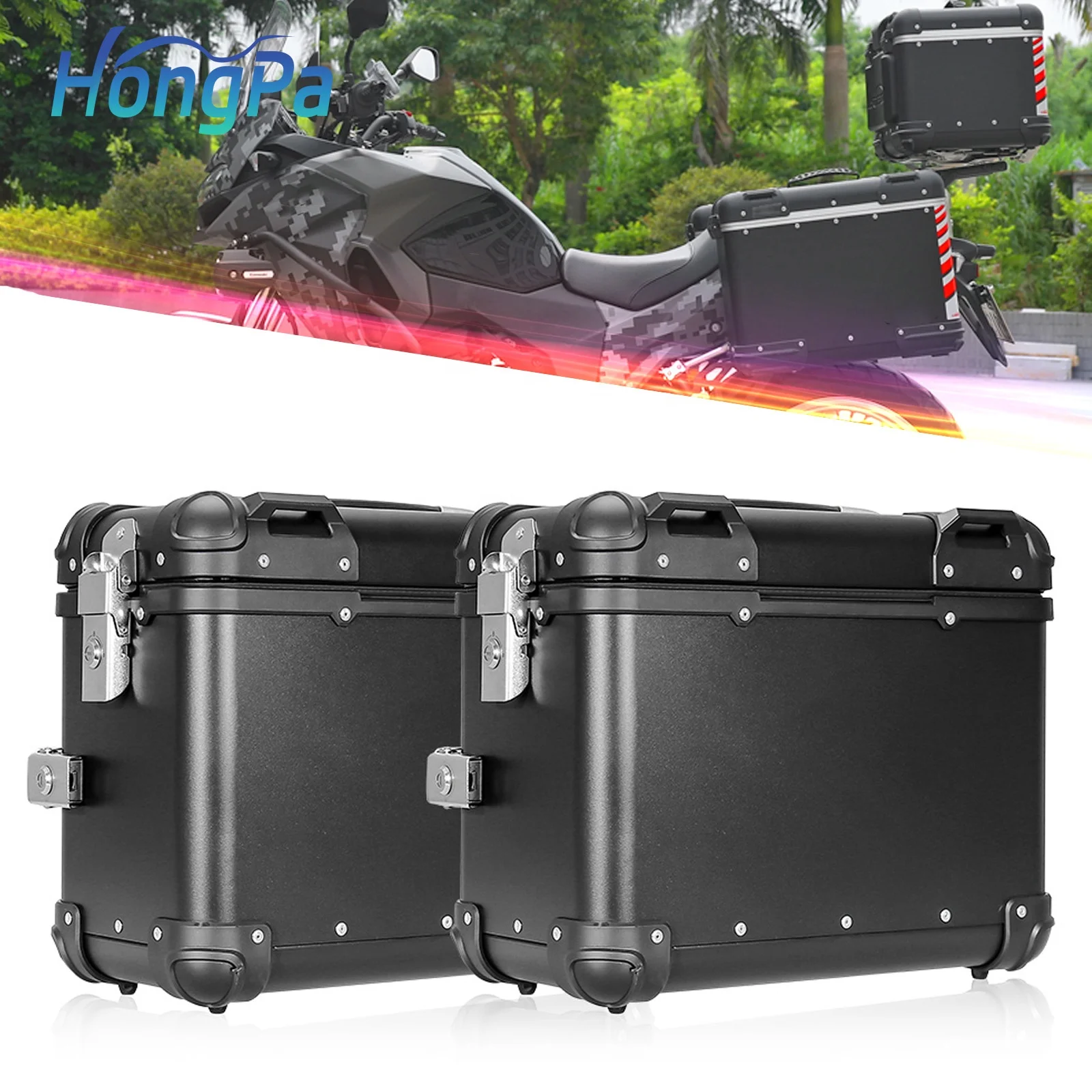 Мотоцикл Алюминиевый сплав задний багажник мотоцикла чемодан случае водонепроницаемый сторона коробки