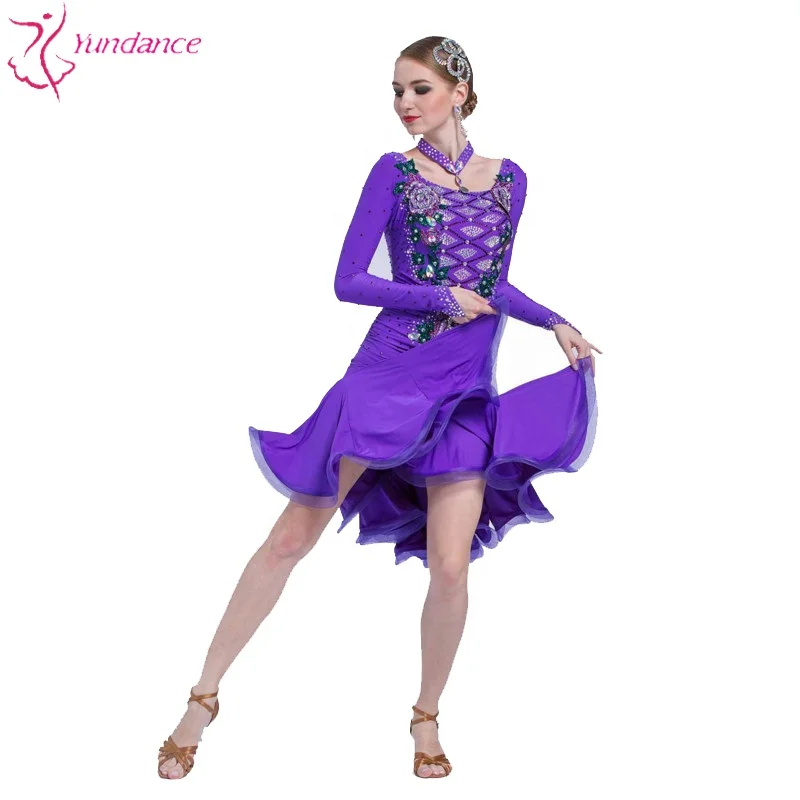 L-16513 Plus Size Sexy Latin American Dancing Dresses, Women Girls Competition Performance Dance Dress Ballroom Latin