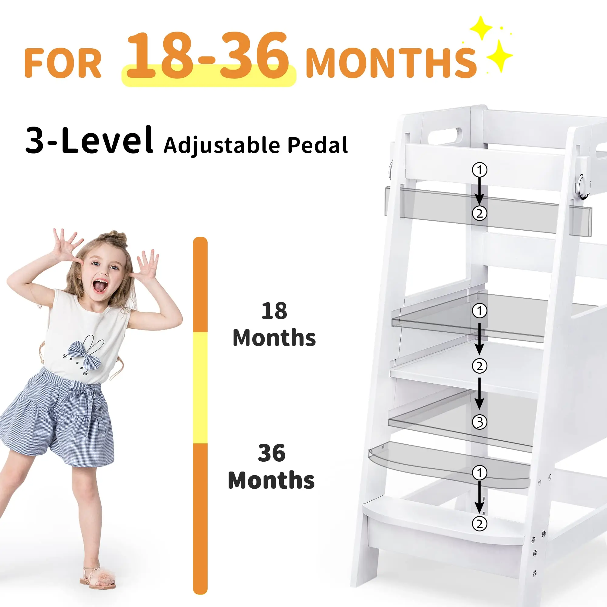 Folding Toddler Montessori Helper Tower Wooden Learning Tower Kitchen Step stool