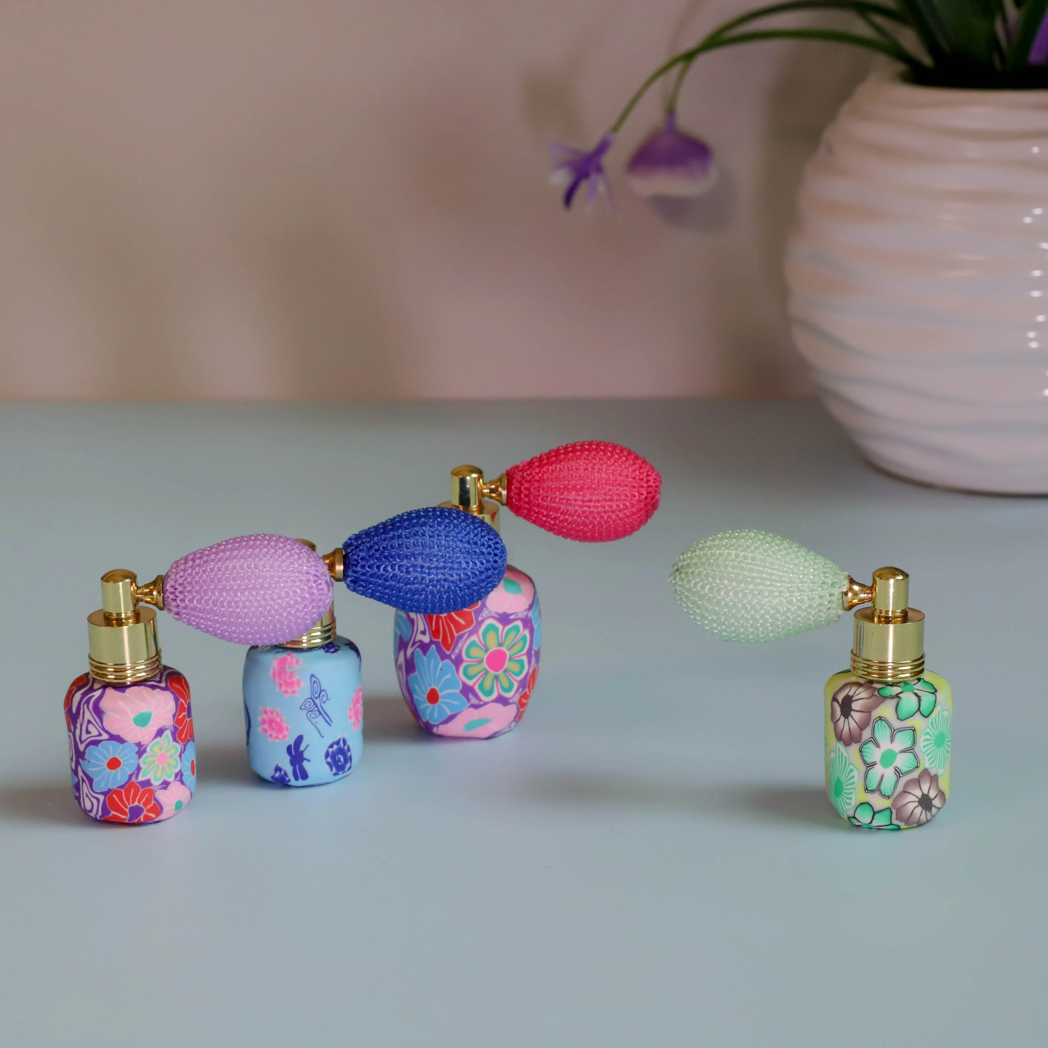 5-15ml Polymer Clay Perfume Bottles Empty Refillable Bottle Airbag Atomizer Spray Scent Bottle Pump Case Travel Container