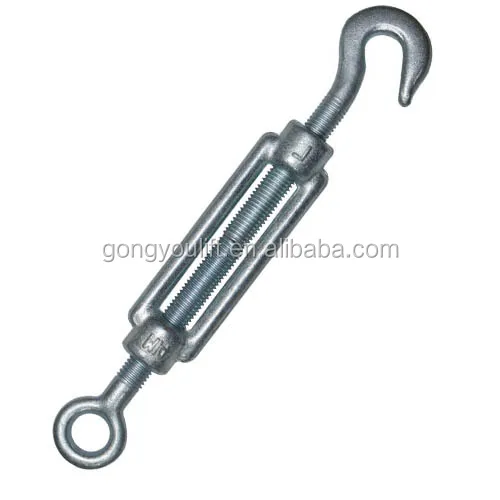 Heavy Duty Drop Forged U.S Type  Turnbuckle Stainless Steel Open Body Forged Wire Rope Turnbuckle Eye-Hook