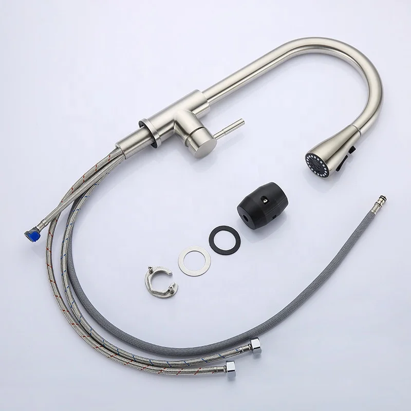 Two functions Single Hole Pull Out Spout Kitchen Sink Mixer Tap Mixer Tap Brushed Nickel Kitchen Faucet