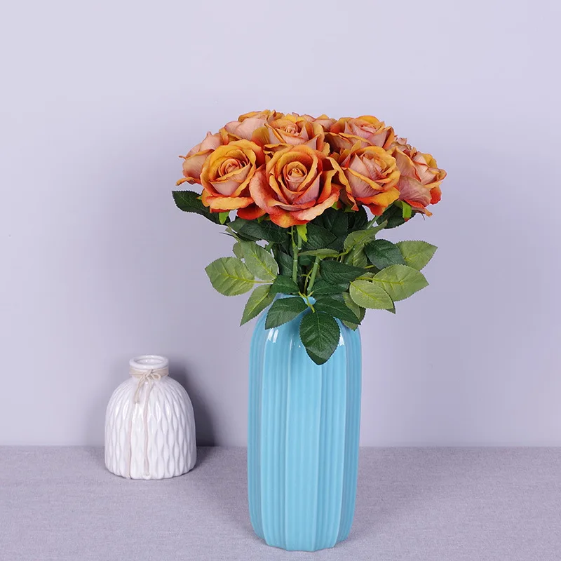 Hot Sales 19.6 Inches  Realistic Silk Rose Floral Real Touch Artificial Rose Flowers Wholesales
