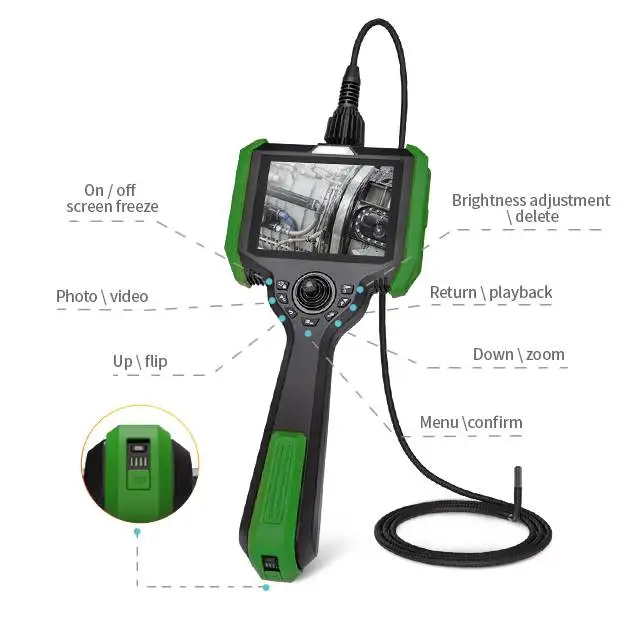 720P High Resolution Camera Portable Snaked Borescope with 1.5M Testing Cable 360 Degree Rotation 5 inch LCD