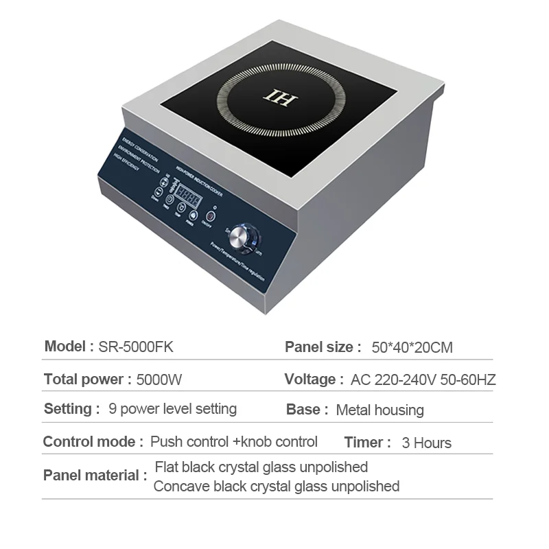Best Seller 5000W 9 Power Level Push Knob Control Induction Cooktop Built-In Commercial Electric Induction Cooker