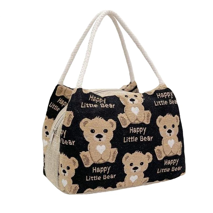 custom fabric food and drink storage bag for picnic happy little bear lunch bag customized thermal bag