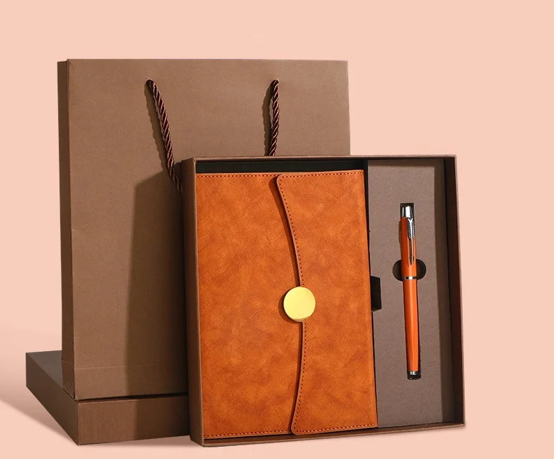 Flexible leather multiple colors Gift box dairy for Schools Business company customized Logo custom notebook with pen USB drive