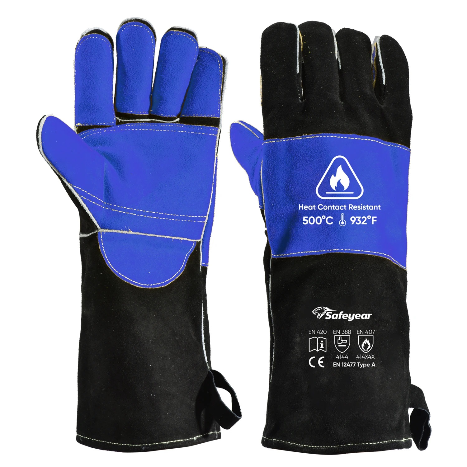 Welding Gloves Leather Cowhide Best Heat Resistant Leather High Temperature Leather Mitten Welder Gloves