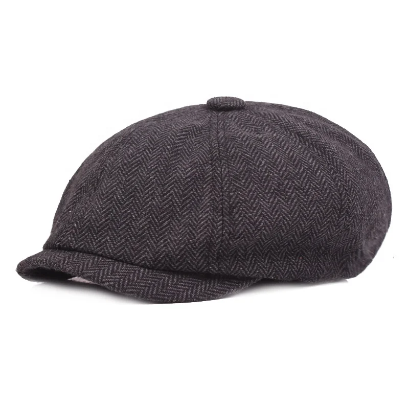 High quality Vintage Wool Octagonal Painter Hat Plaid Newsboy Gatsby Golf Driving Ivy Flat Bottom Taxi Beret