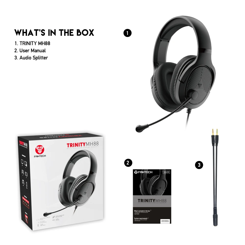 Fantech BT Bluetooth Headset Gaming Low Latency Listening to Music Entertainment Gaming Bluetooth Headset LED Headphones Black