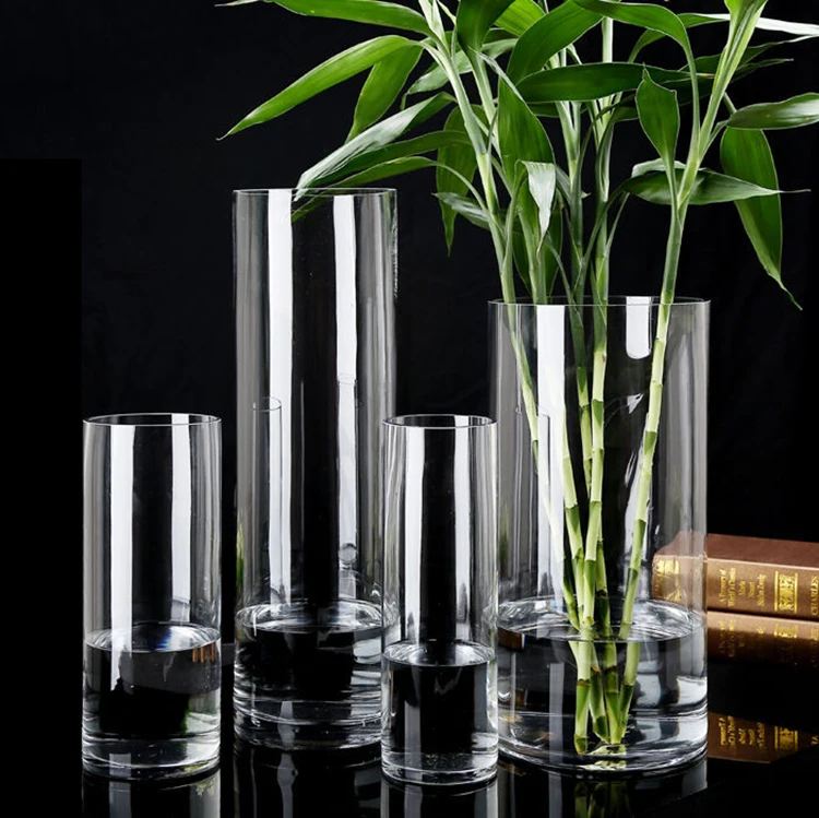 wholesale cylinder crystal glass flower vase in bulk large glass vase flower for wedding centerpiece