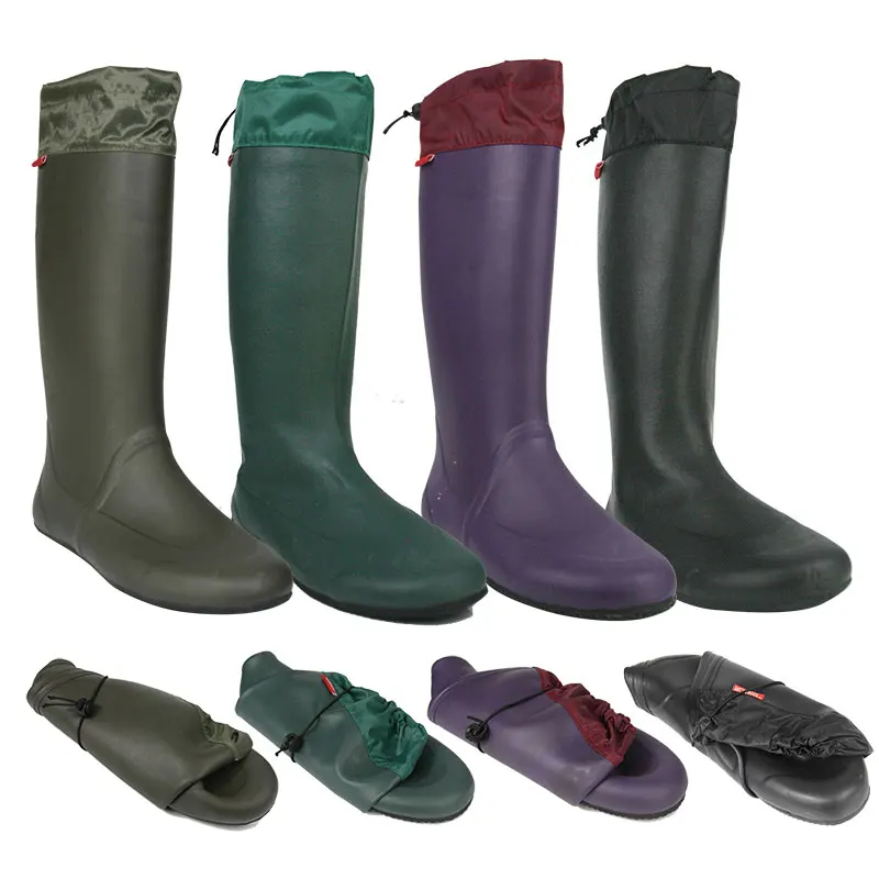 Wholesale Adult Men Neoprene Waterproof Long Rubber Foldable Women Wellington Rain Boots
