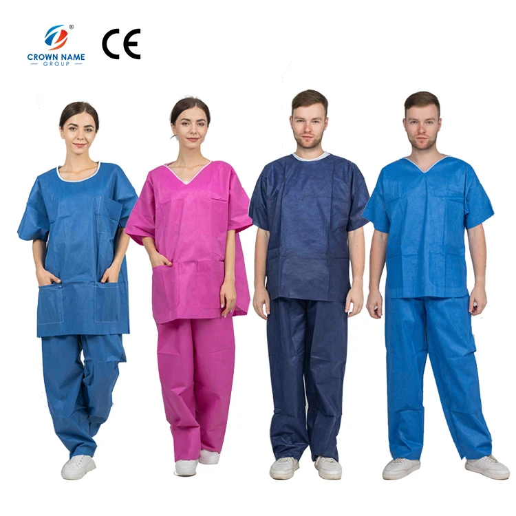 Wholesale non woven disposable scrub suits set designs colors