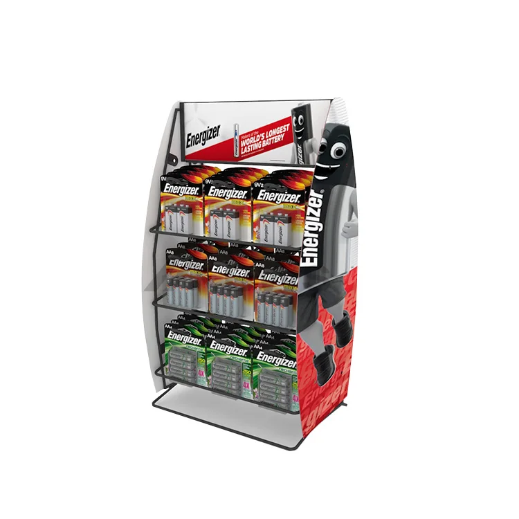 Custom Design battery Cardboard Hooks Single Side paper Display Racks battery display Cardboard battery hooks display
