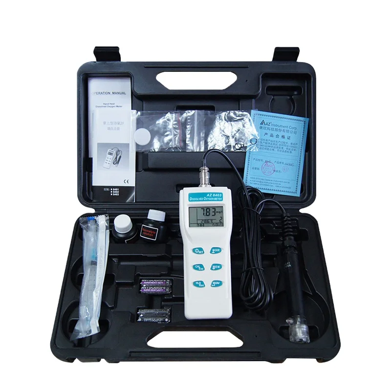 AZ8403 Portable Digital Fish Pond Water Quality Tester Meter Dissolved Oxygen Analyzer DO Meter With Memory