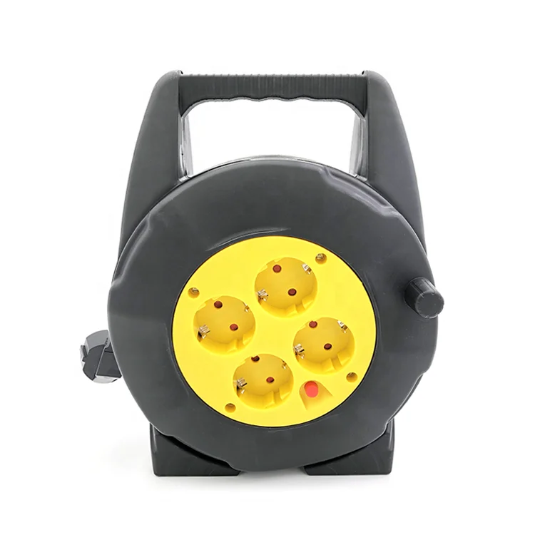 4x16A sockets small electric extension power cord reel germany type mini retractable cable reel