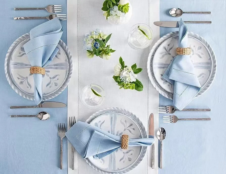 Daily 100% Pure Linen Hemstitch Tablecloth for Wedding , Outdoor ,Dining and Holiday