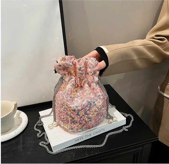 Women Bling Mini Luxury Fashion Handbags Crossbody Shoulder Handbag Ladies Evening Bucket Bag Cute Small Women Purse