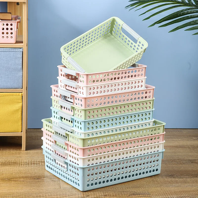 Hot Sale Rectangular hollow drain fruit and vegetable storage basket home books can be stored in the basket be stored