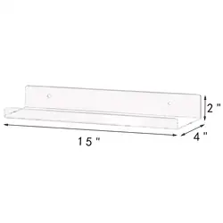 3Pack 15 Inch Clear Acrylic Shelf Invisible Floating Wall Ledge Bookshelf Wall Mounted Kids Book Acrylic Display Shelves