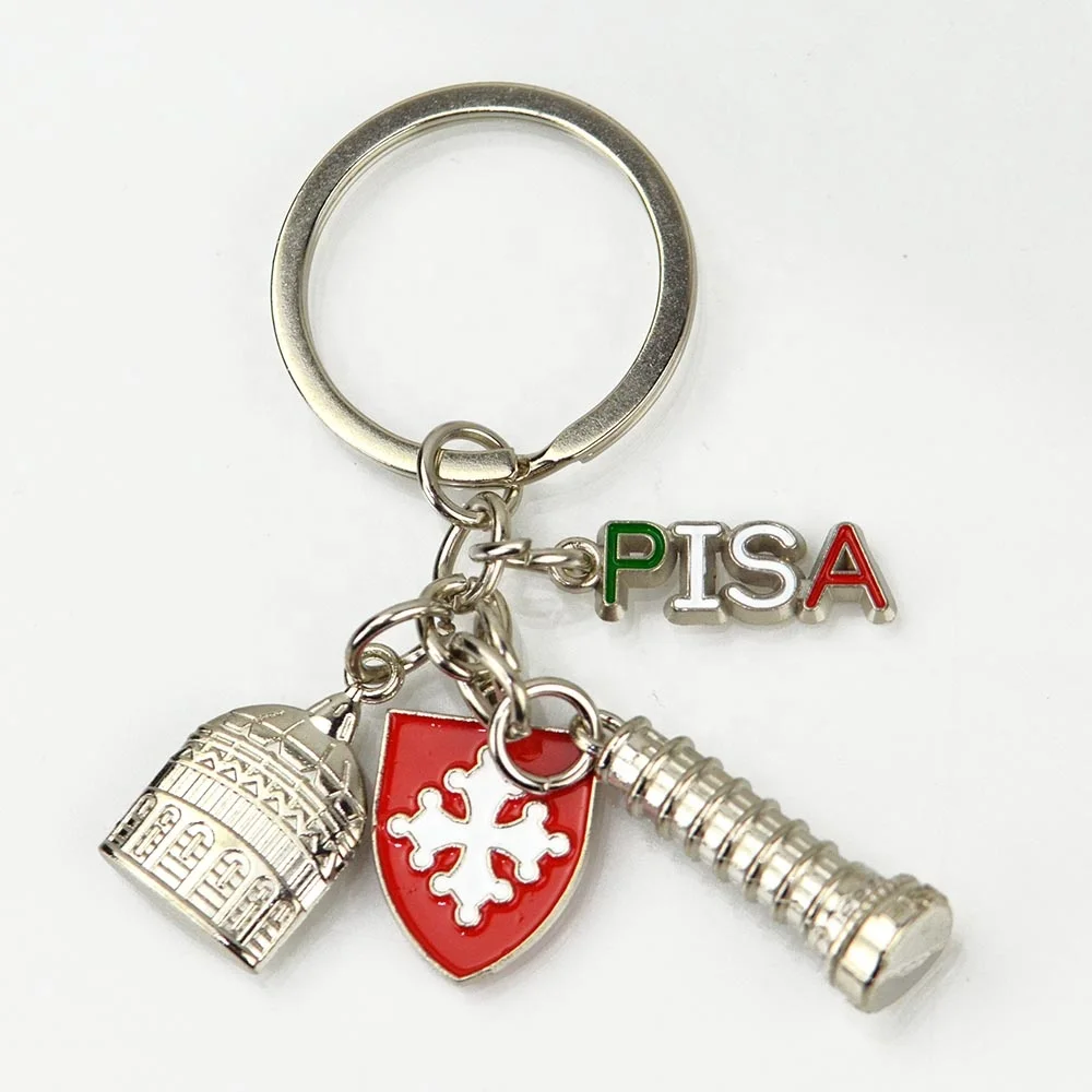 China Factory Good Price Custom Zinc Alloy Metal Travel Country Souvenir Keychain Wholesale for Italy
