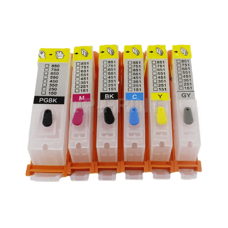6colors PGI-530 PGI530 CLI-531 CLI531  Refillable Ink Cartridges with Permanent Chip Compatible for Canon Pixma TS8750 TS8751
