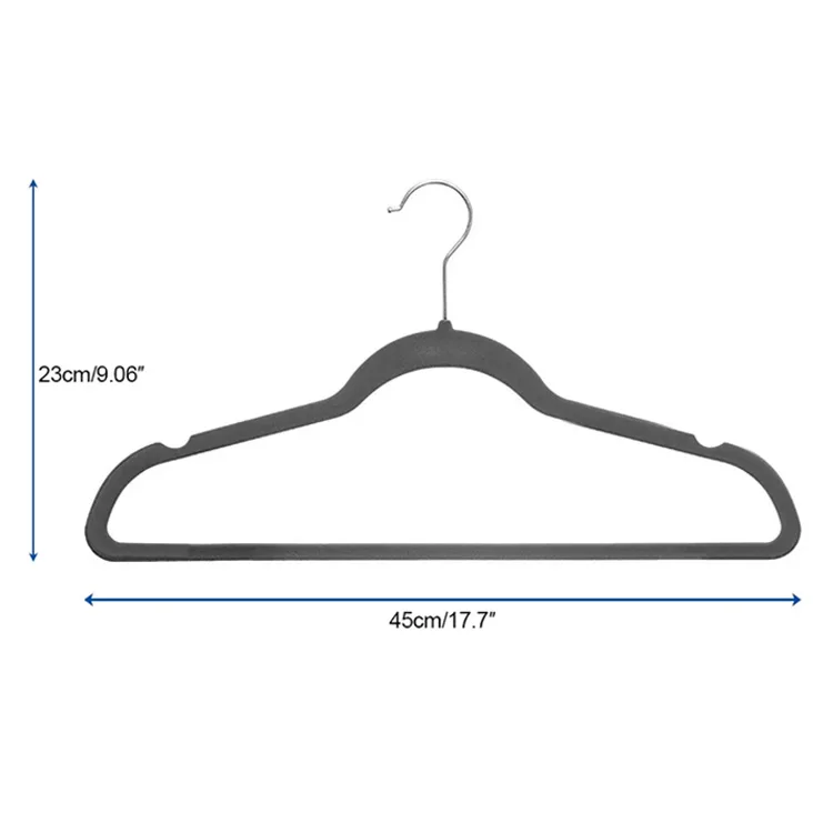 Wholesale Velvet Hangers Non-slip Durable Clothes Hangers With 360 Degree Rotatable Hook Black