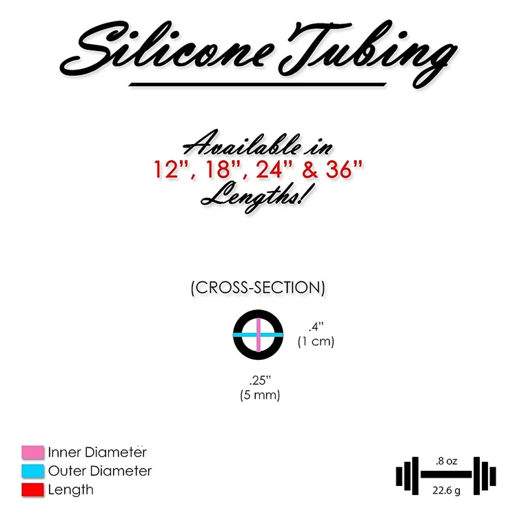 3 different lengths Silicone Hose and Male Fitting for Vacuum Pumps Premium Non-Collapsible Slippery 1/4 inch Inside Diameter