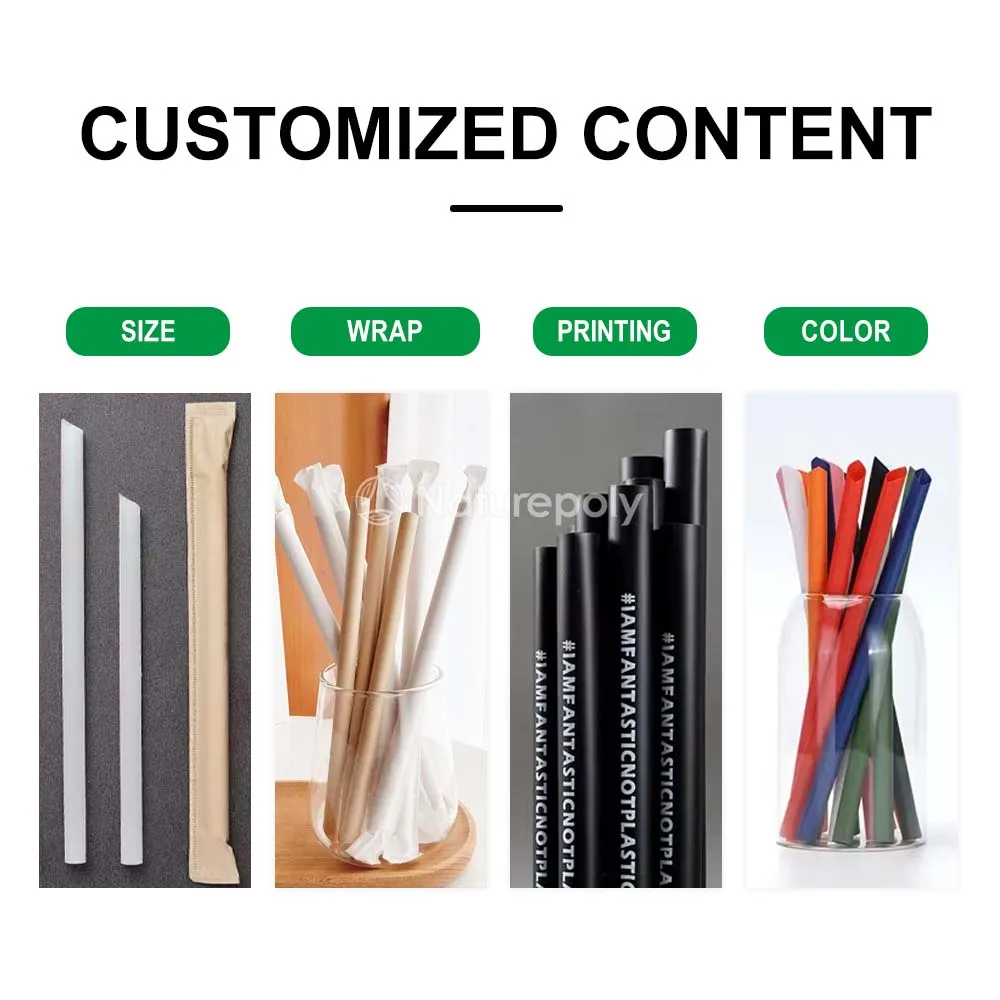 Hot Sale Fashion Ecological 6mm 8mm 12mm Sugarcane Straws Sugarcane Bagasse Drinking Straw