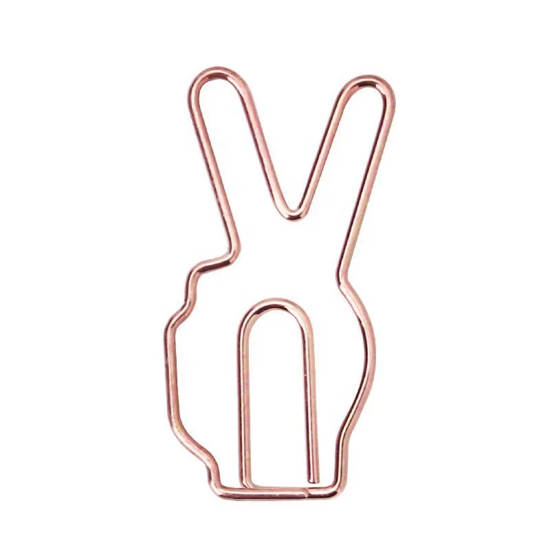 Decorative Metal Binder Bookmark Rose gold Creative Hand Gestures Shaped Paper Clips