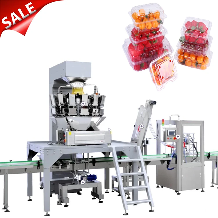 In Stock Fresh Fruit Clamshell Filling Machine Cherry Tray Filling Machine Strawberry Grape Tray Filling Packing Machine