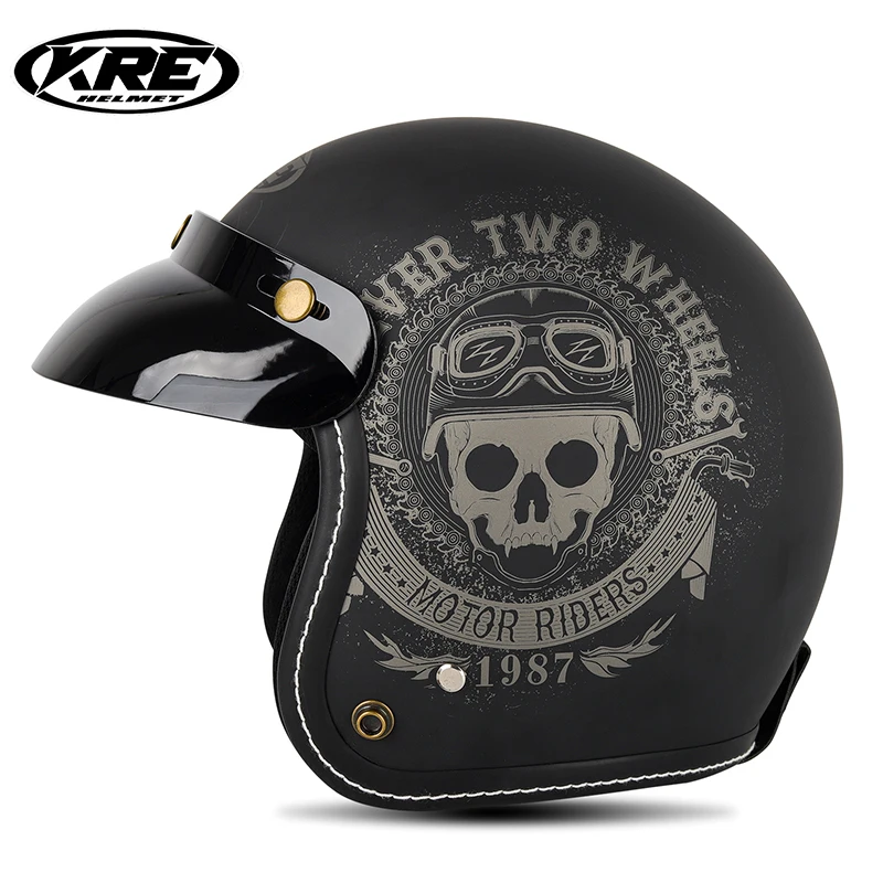 VIP Vintage Open face Motorcycle Helmet with Retro Goggle Helmet Casco De Moto Men 3/4 Face Vintage classic open face helmet