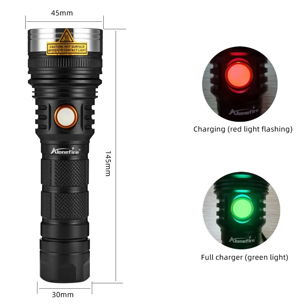  Мощный водонепроницаемый светодиодный фонарик Alonefire X27 T20 10 Вт с USB-зарядкой и аккумулятором