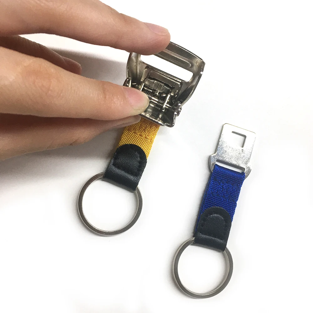 Hot Selling Promotion Custom High Quality Airplane Seat Belt Buckle Metal Keychain Keyring black
