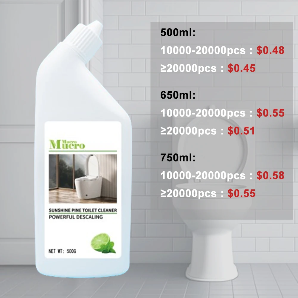 Clinging Bleach Gel Toilet Blue Liquid Toilet Cleaner Sheet Powder Pine Dissolving Limescale Clean Toilet Cleaner Bottle 500ml