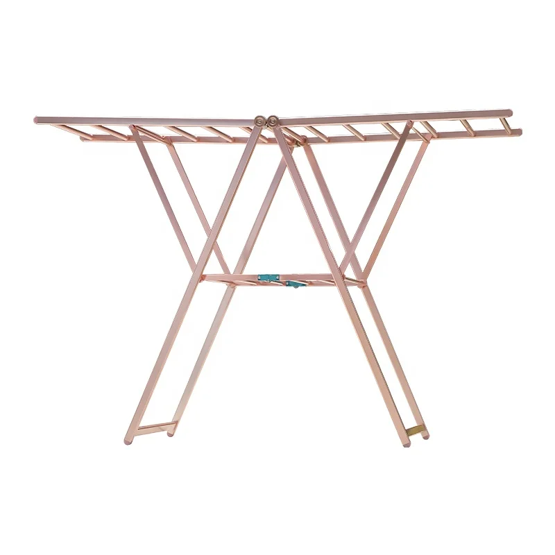 Aluminum Alloy Foldable Hanger Clothes Drying Rack Cloth Dryer Stand Folding Garment Laundry Rack