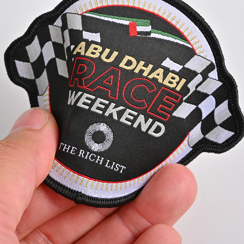 Custom logo wholesale heat press twill felt fabric iron-on chenille embroidery patches for clothes