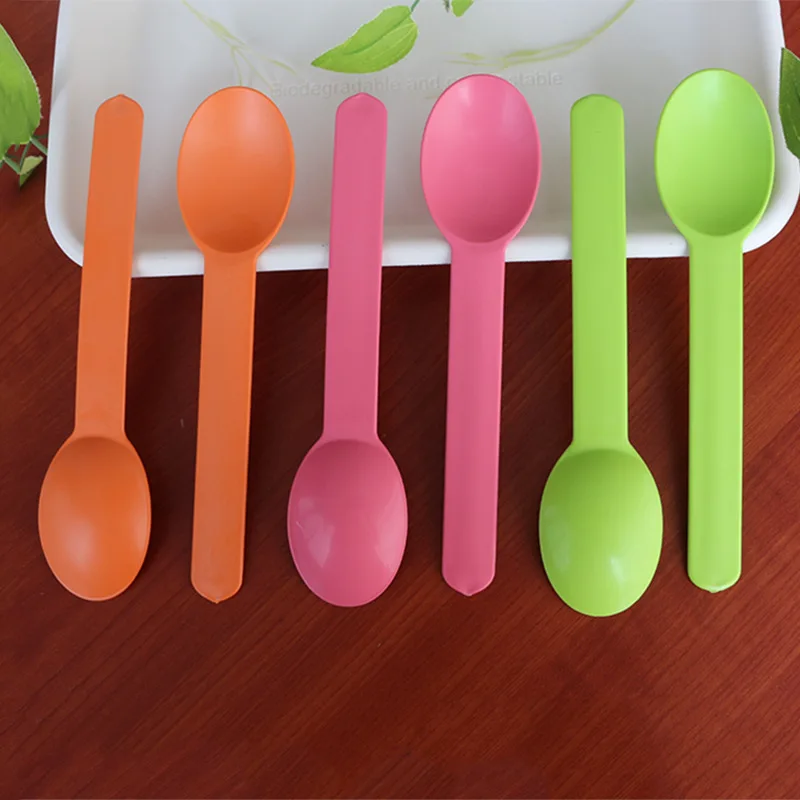 Biodegradable Disposable  Corn Starch Ice Cream Spoon Custom Printed Ice Cream Spoon