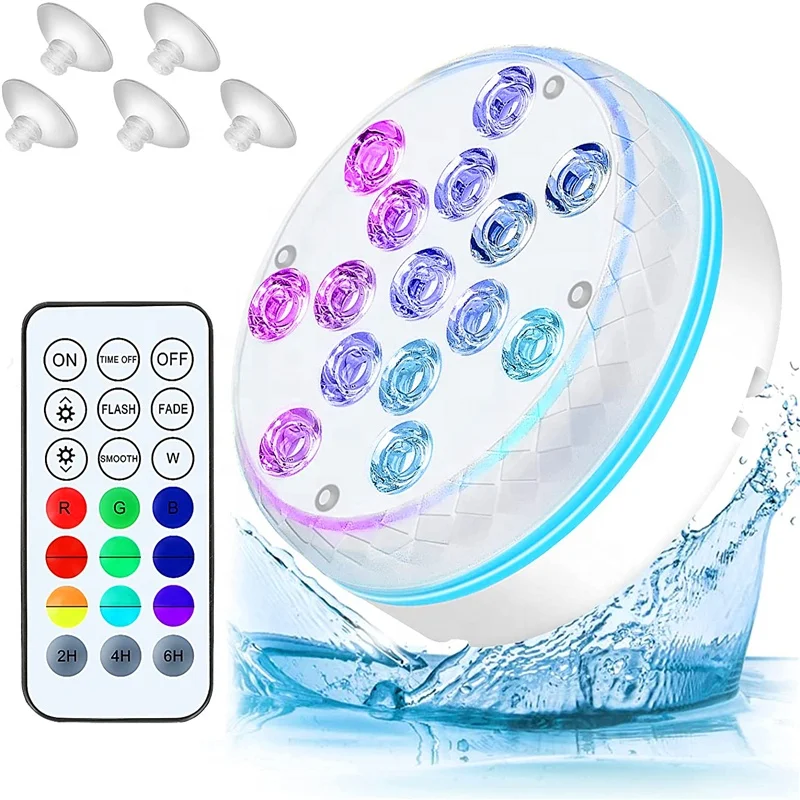 IP68 LED mini magnetic battery smart rgb waterproof RF remote submersible swimming pool light with  for fishtank bathtub