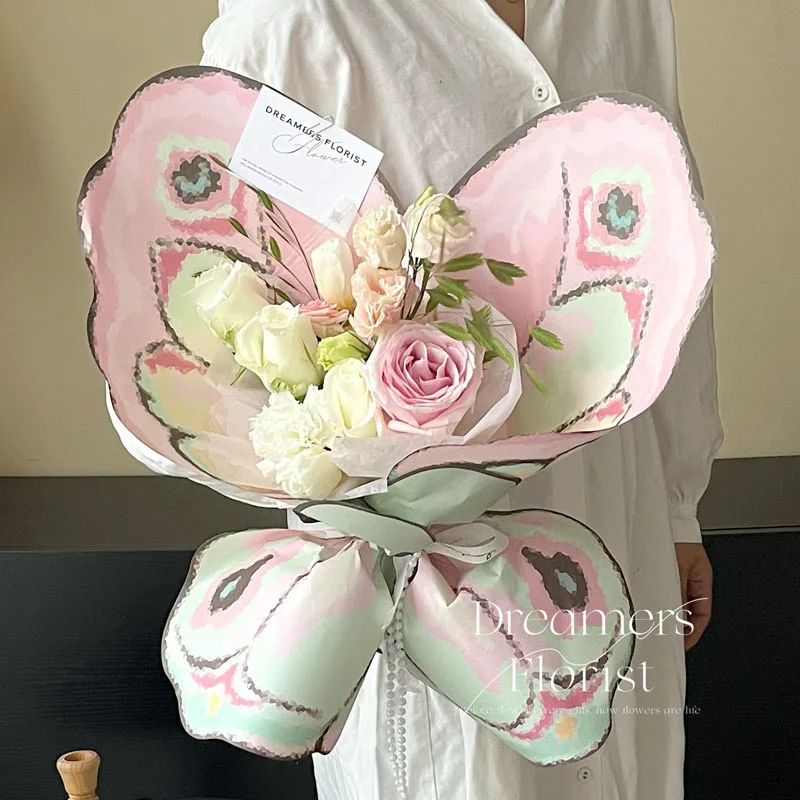 Wholesale Fashion 50*56cm Colorful Butterfly Wings Flower Wrapping Paper for Flower