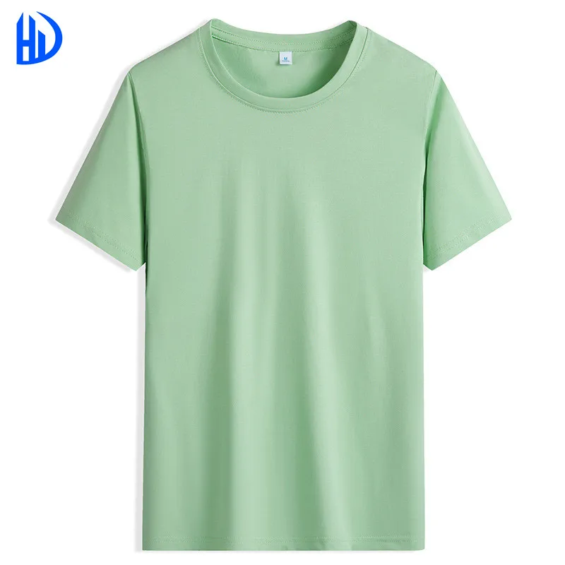 Wholesale summer unisex t shirt ice silk cotton pure white short sleeve breathable thin mercerized cotton T-shirt