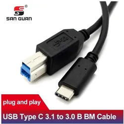 3ft USB-C USB 3.1 C Type Connector to USB 3.0 B Type Male Data Cable for Mac Pro HP Cell Phone & Printer 1m Cable
